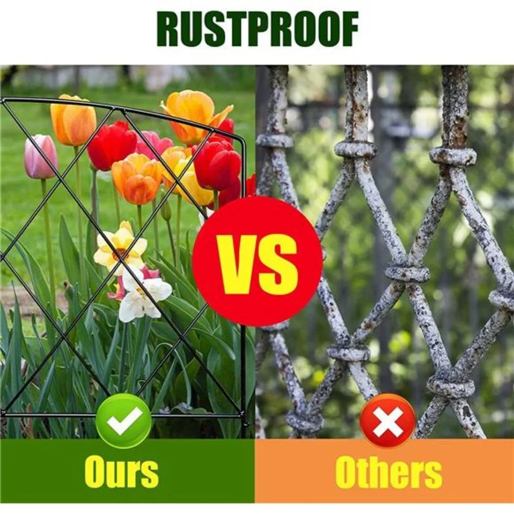 Decorative Garden Fence 24 in (H) x 10 ft (L), Outdoor Rustproof Metal